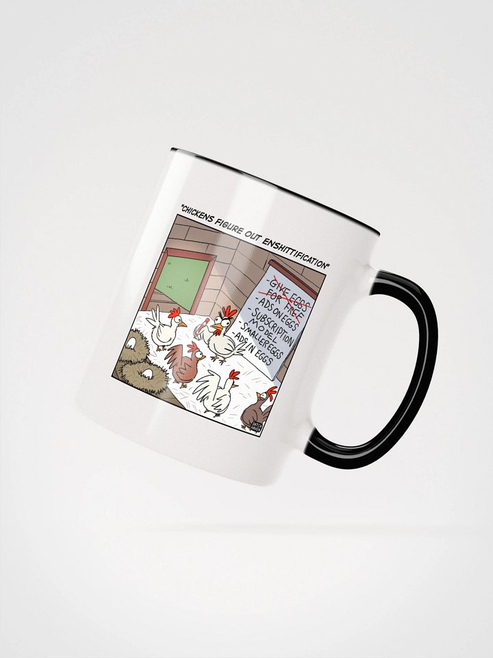 "Chickens figure out enshittification" mug product image (4)