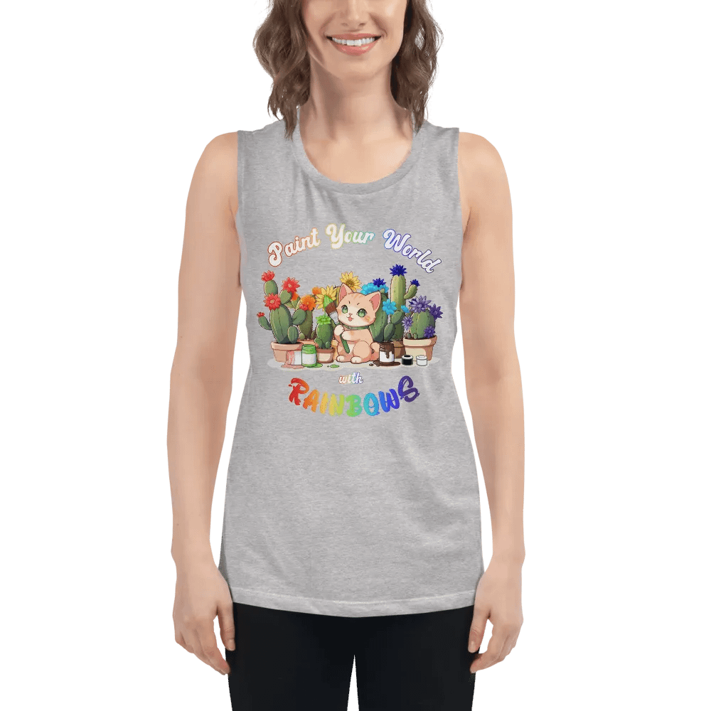 Rainbow Kitten Artist Flowy Muscle Tank product image (6)