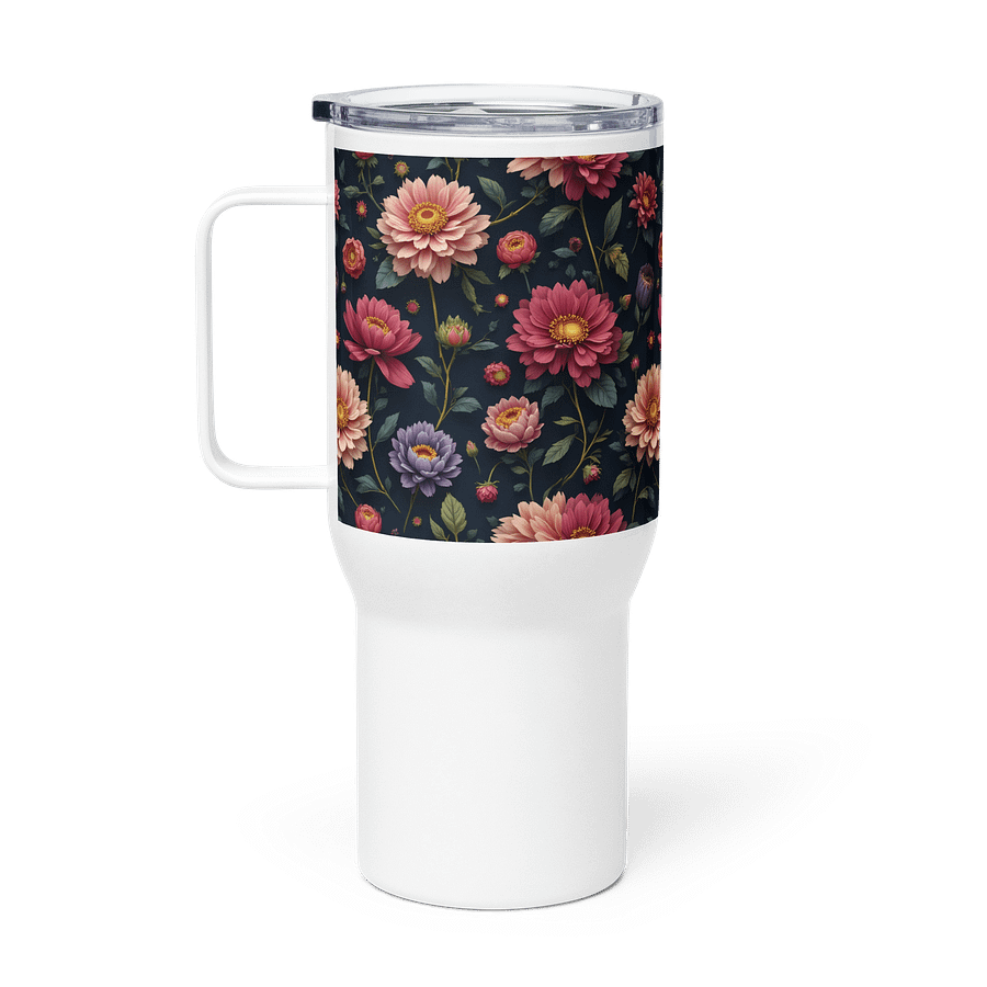 Vintage Floral Stainless Steel Travel Tumbler Mug with Handle product image (1)