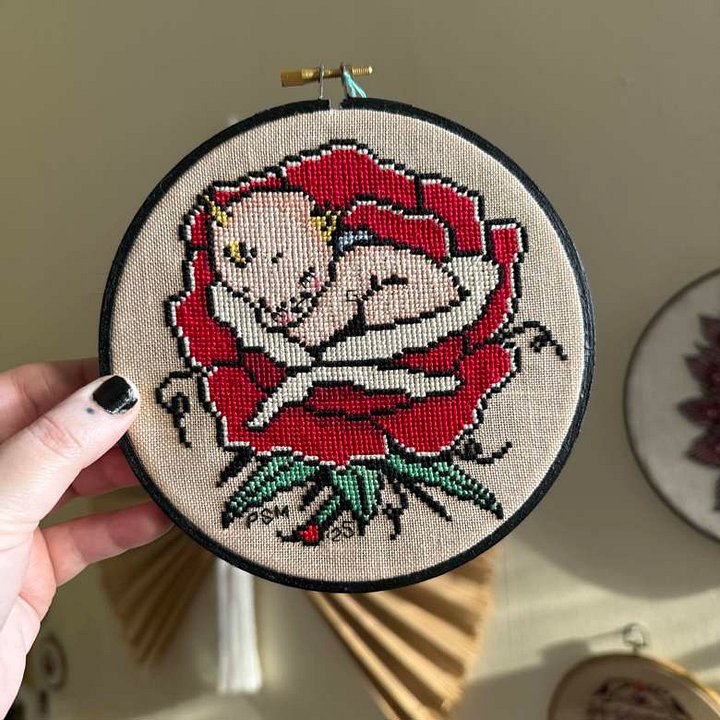 Sleeping Kewpie in Rose Cross Stitch product image (1)