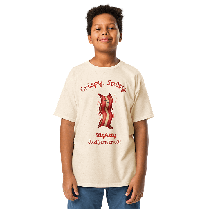 Kids Funny Bacon T-Shirt – Mr. Crisp Character Tee | “Crispy, Salty, Slightly Judgemental” product image (1)