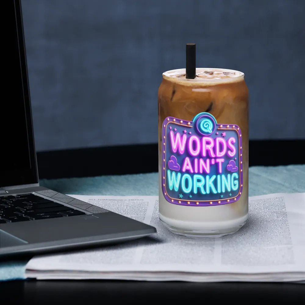 Word Ain't Working Glass Cup product image (33)