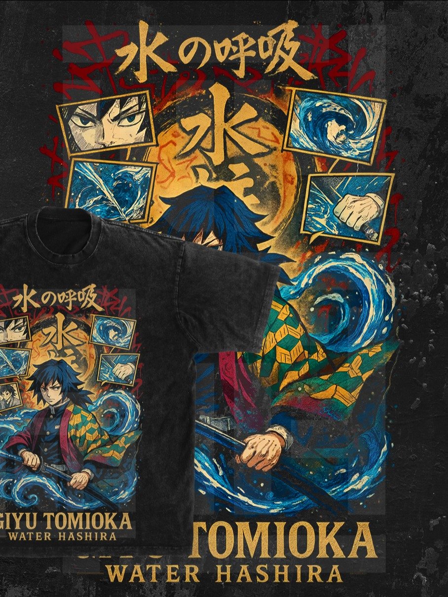 GIYU TOMIOKA WATER HASHIRA Demon slayer | Kimetsu no Yaiba t-shirt PNG design product image (1)