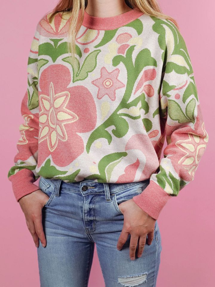 Botanical Wallpaper Sweater - Coral product image (1)