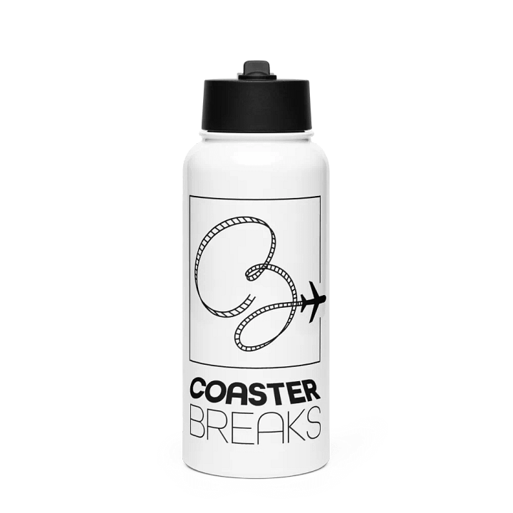 Coaster Breaks Stainless Steel Water Bottle with a Straw Lid - White & Black product image (1)