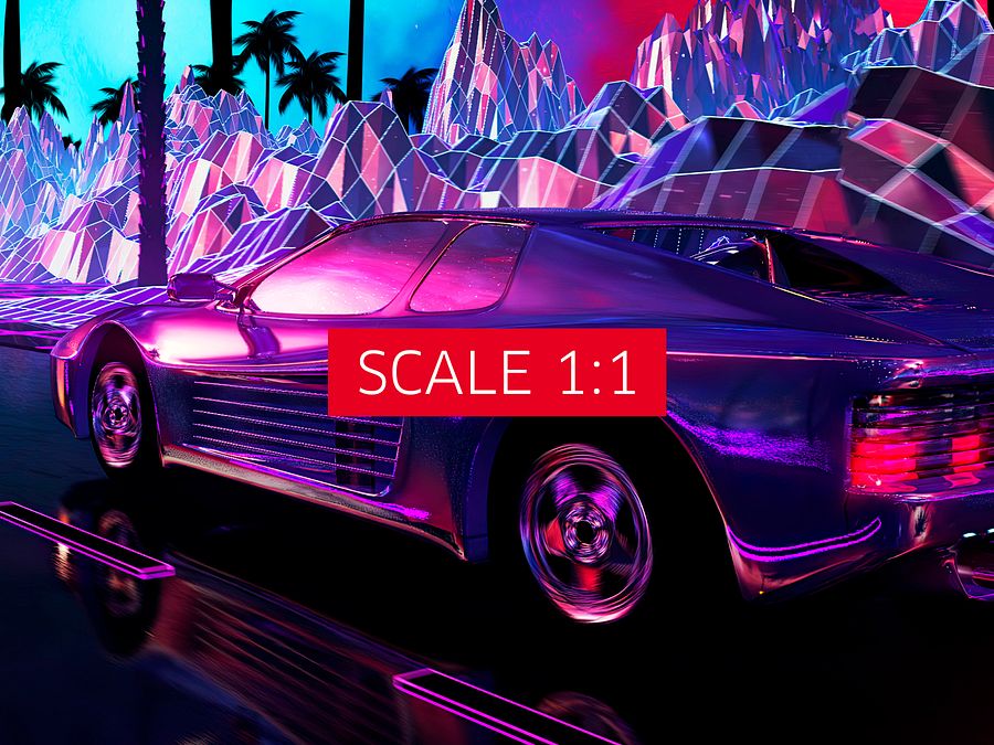 Neon landscape: Synthwave palms & car, outrun [synthwave/vaporwave/cyberpunk] — Aesthetic retrowave poster product image (5)