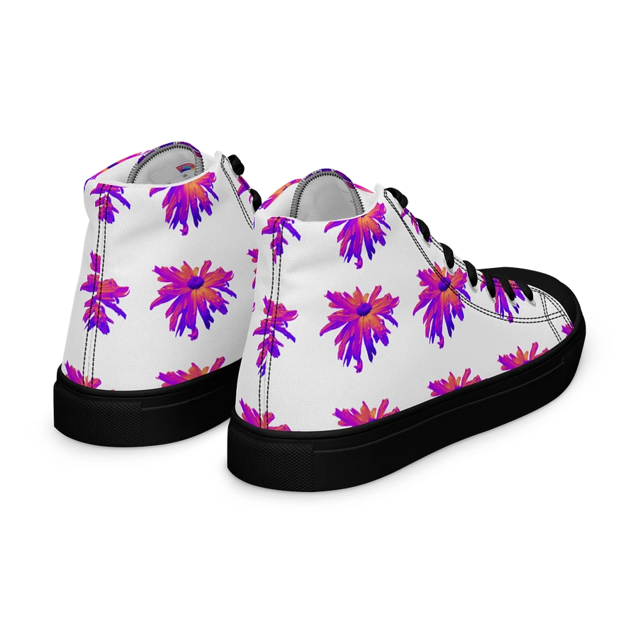 Abstract Pink Floating Daisy Flower Women's Black Toe High Top Canvas Shoes product image (26)