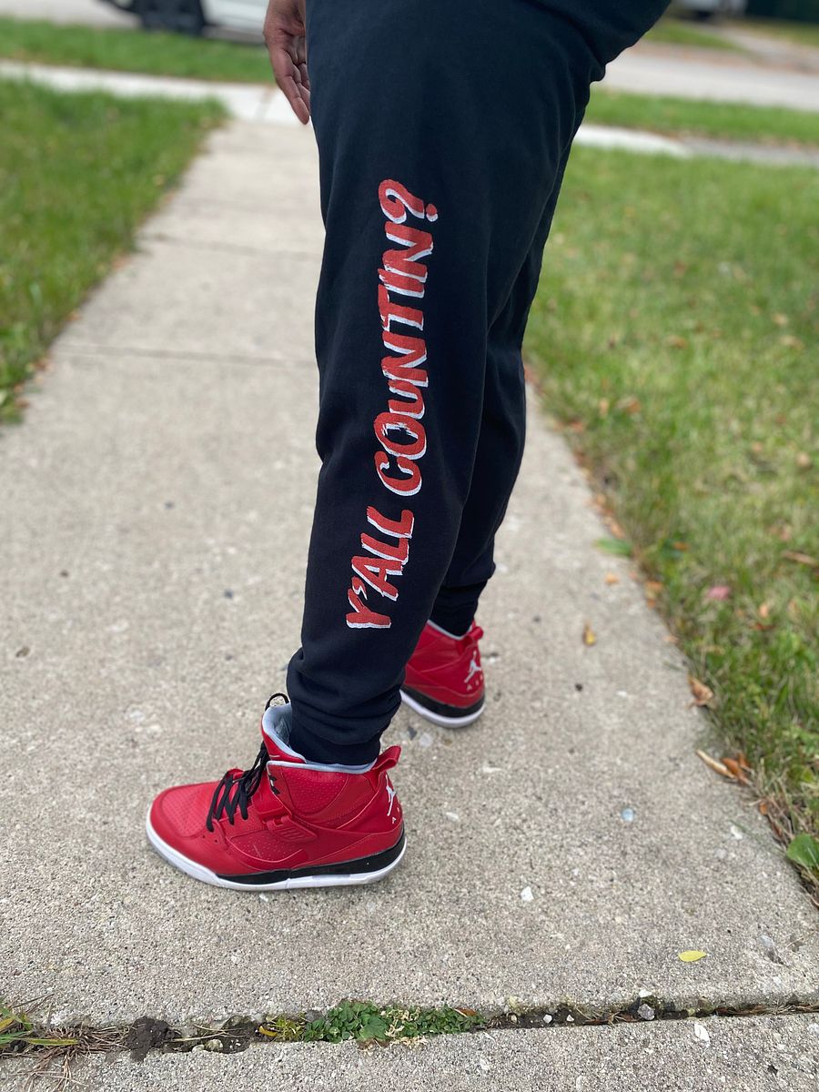 Y'all Countin Joggers - Red and Black product image (2)