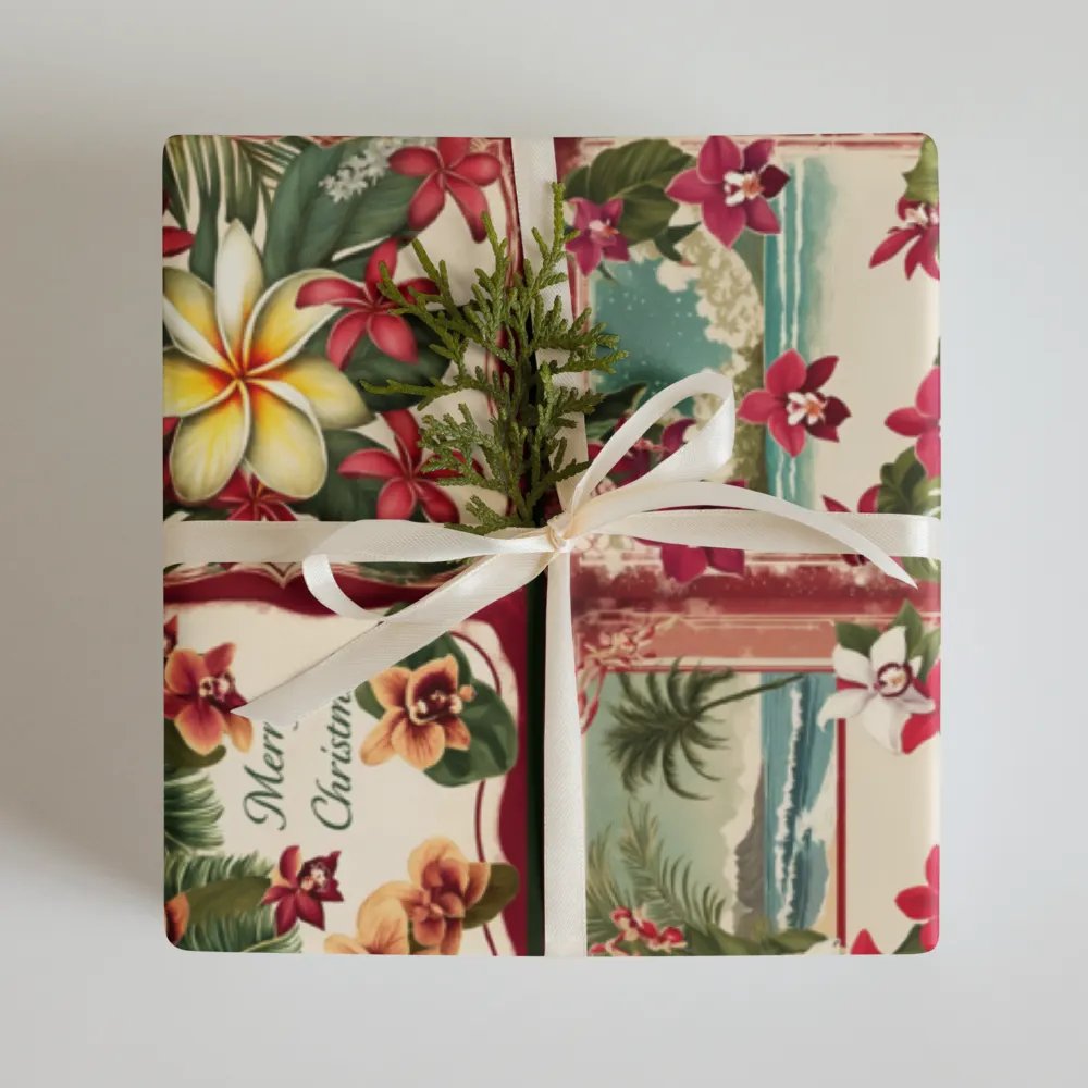 Vintage Tropical Christmas Wrapping Paper product image (7)