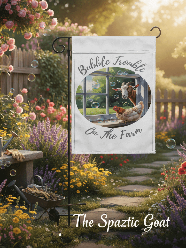 Bubble Goat Trouble Farm Flag product image (1)