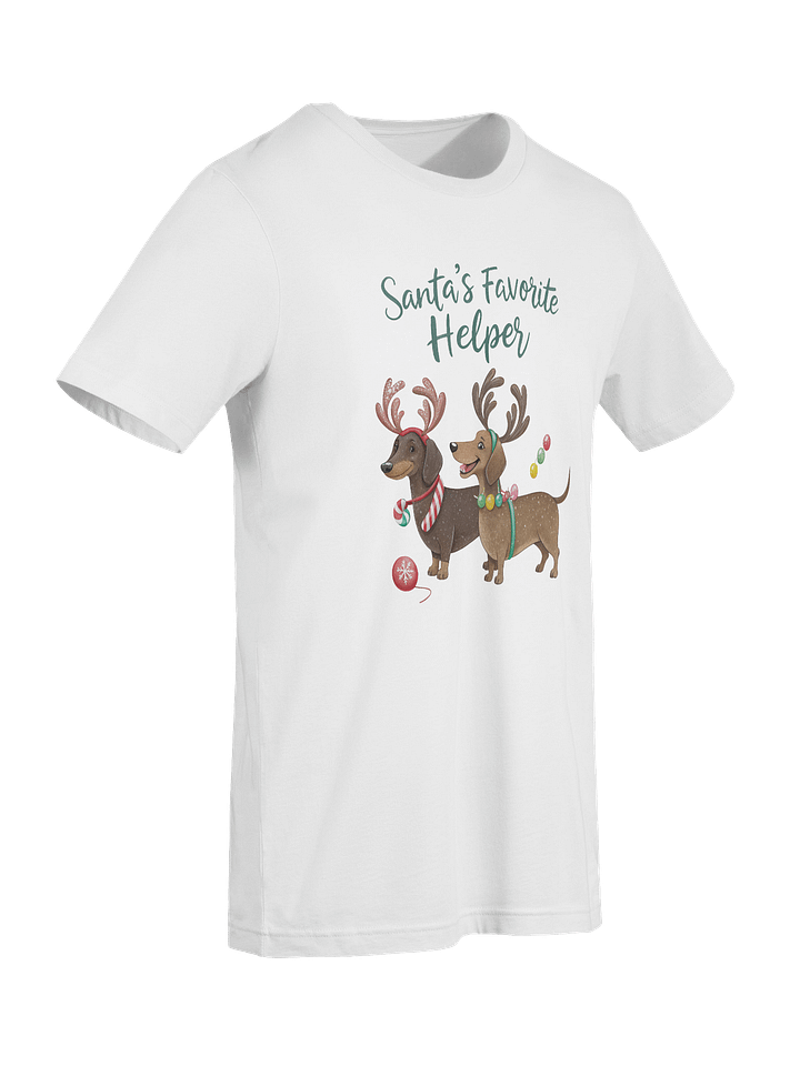 Santa’s Favorite Helper Dachshund T-Shirt – Cute Reindeer Doxie Christmas Tee product image (2)