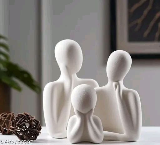 Couple Family Thinker Statue 3-Figure Ceramic Family Sculpture | Decorative Statues for Bookshelf | Home decor Showpiece for Living room desktop table showcase tv cabinet. product image (2)
