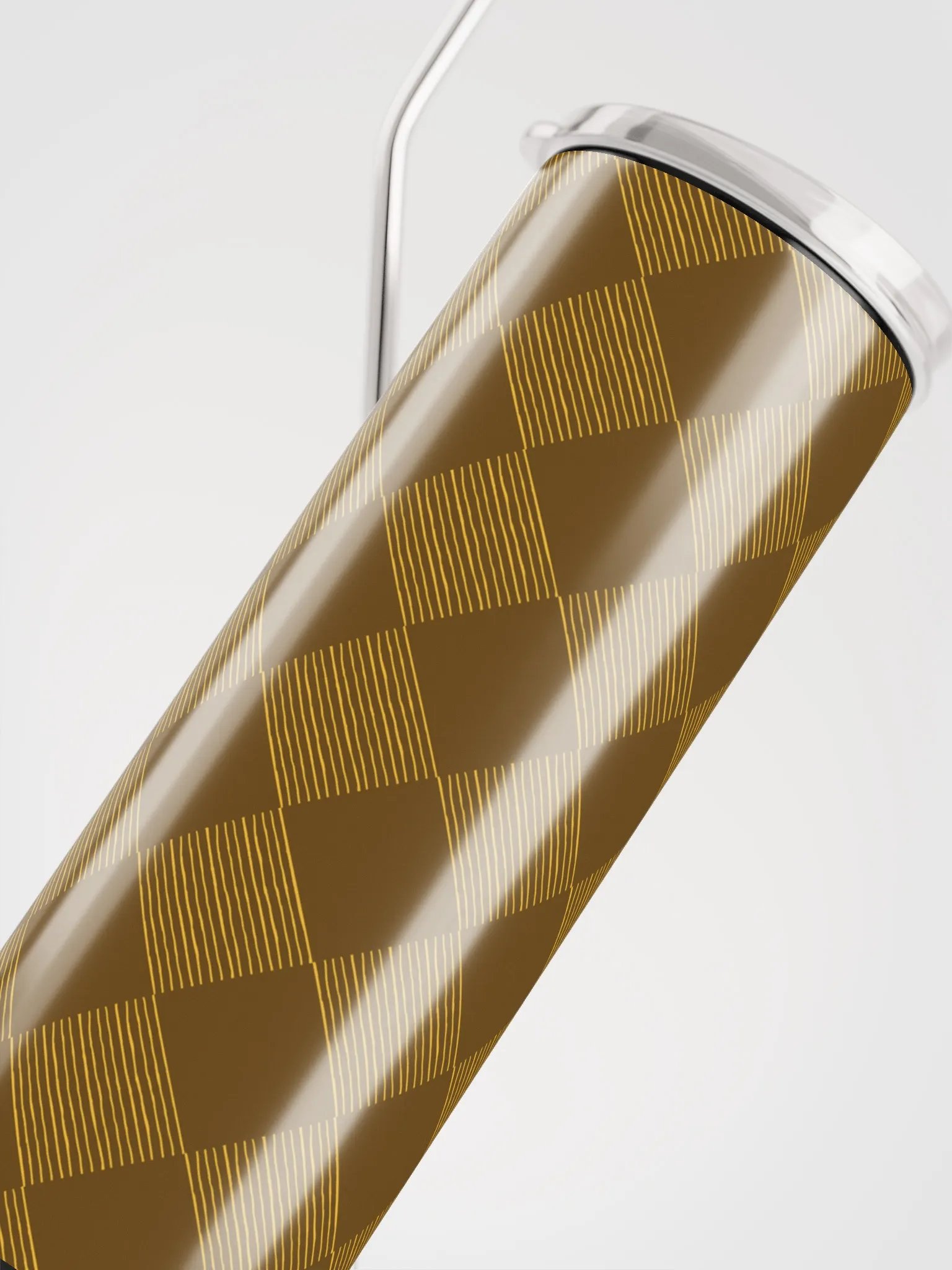 Brown and Gold Diamonds on 20-ounce Stainless Steel Tumbler with Straw product image (12)