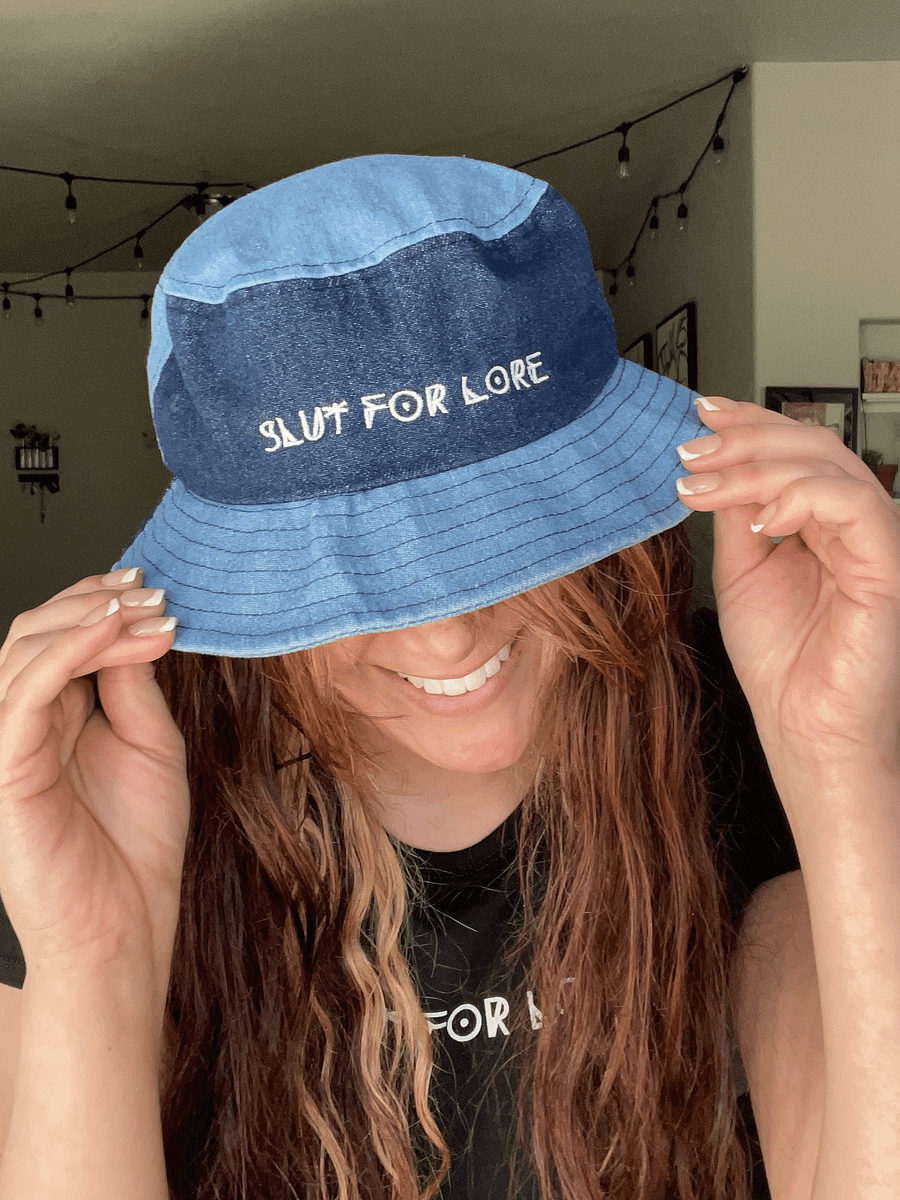 Slut for Lore Embroidered Denim Bucket Hat product image (5)