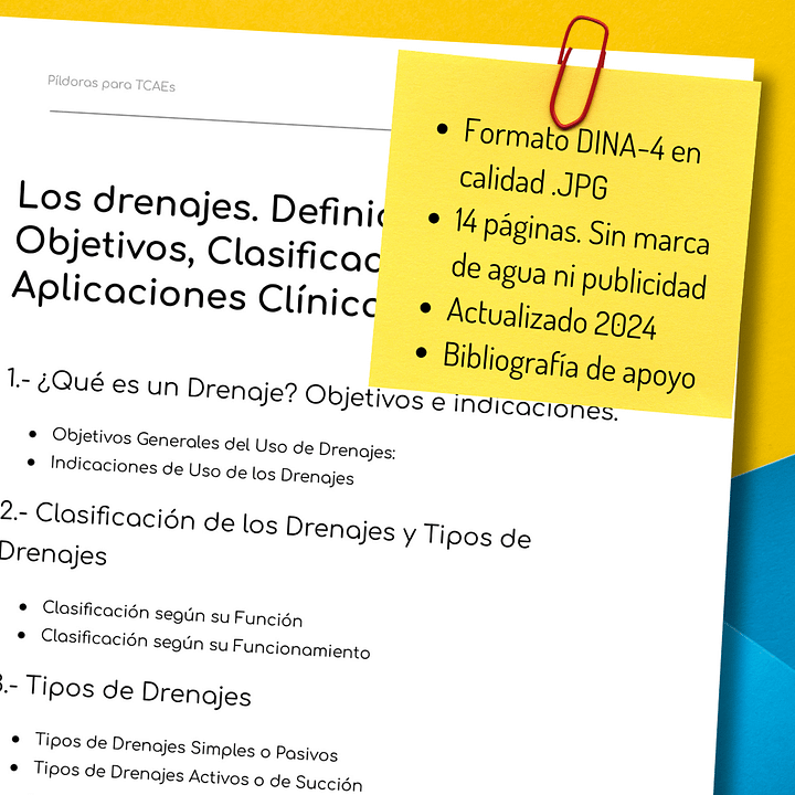 Drenajes para TCAEs: Definición, Objetivos, Tipos y Cuidados. Resumen Completo product image (1)