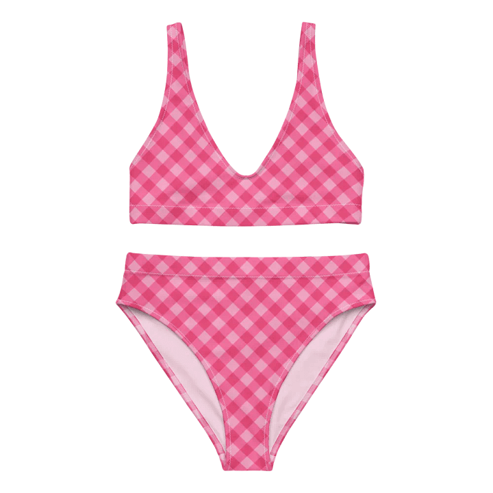 Bright Pink Checkered Plaid Bikini product image (2)