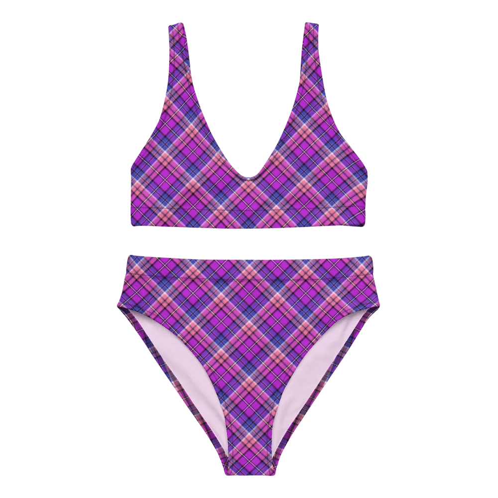 Bright Purple, Pink, and Blue Plaid Bikini product image (2)