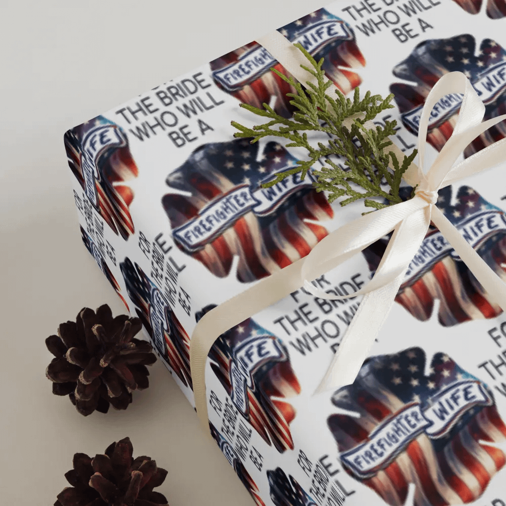 Wrapping Paper For The Bride To Be A Firefighter Wife Gift Wrap Sheet Set product image (8)