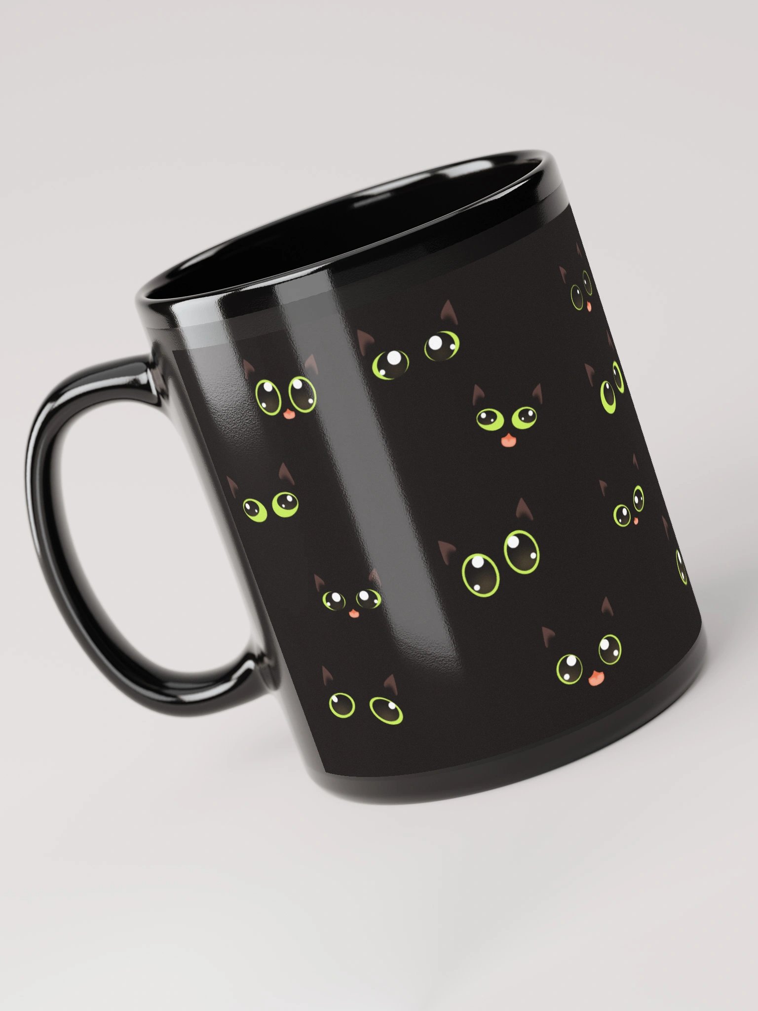 Black Cat Faces (Green Eyes) Mug product image (3)