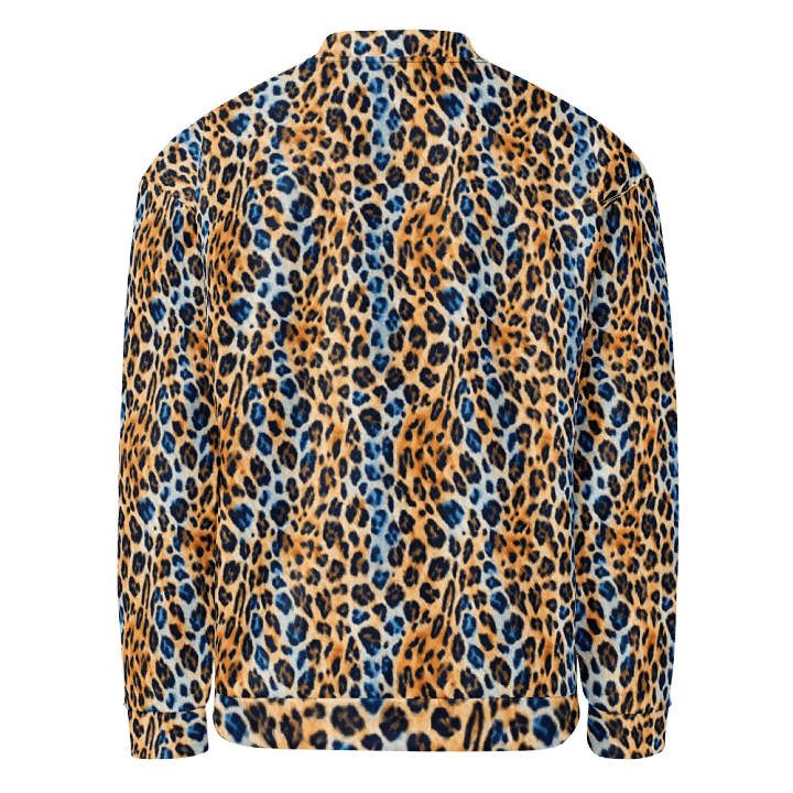 Blue Brown Leopard Bomber Jacket product image (2)