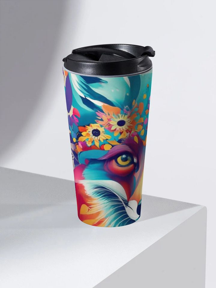 Pretty Floral Fox Face Travel Mug product image (2)