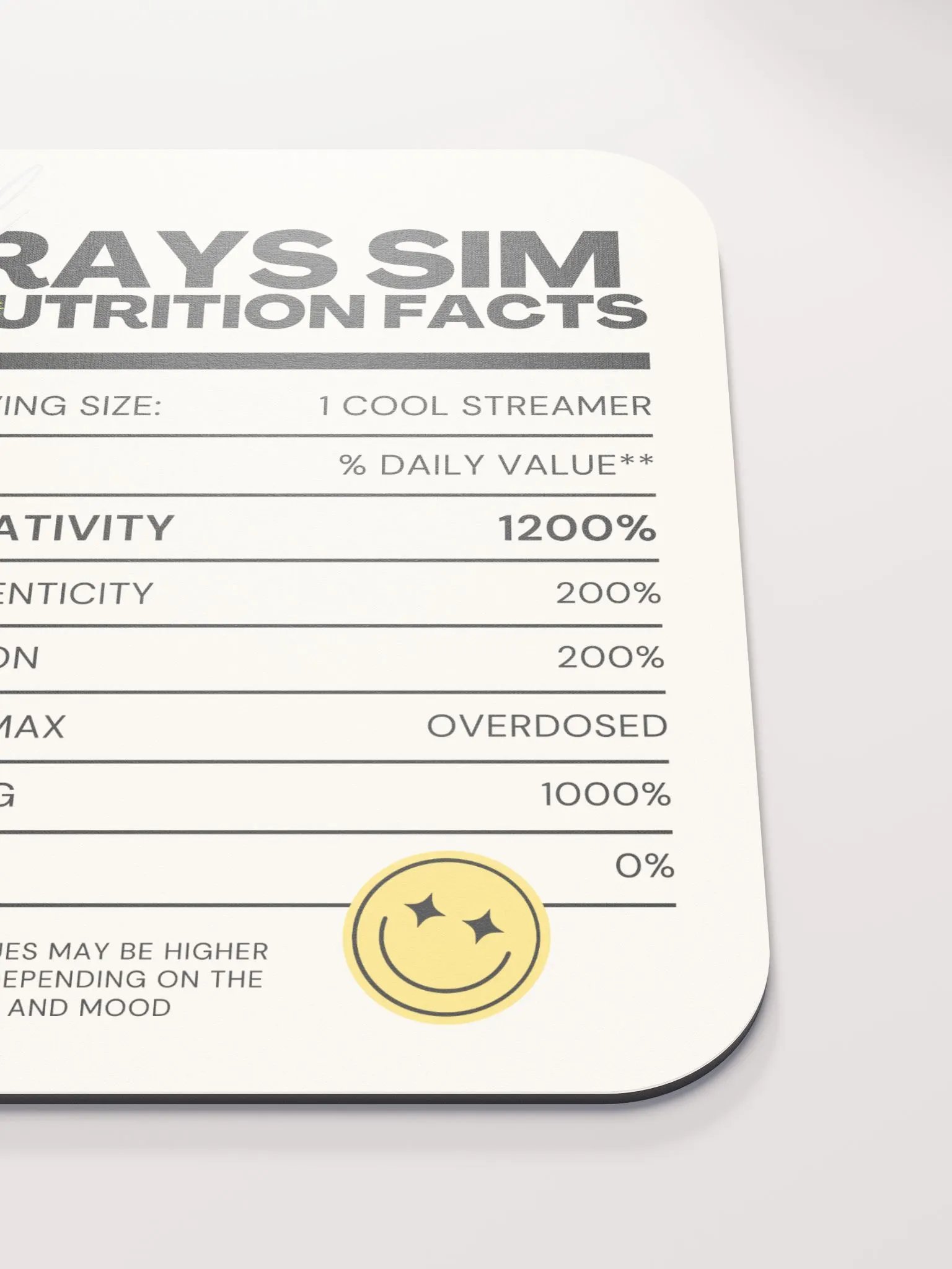 RAY'S SIM NUTRITION FACTS Mouse Pad product image (5)