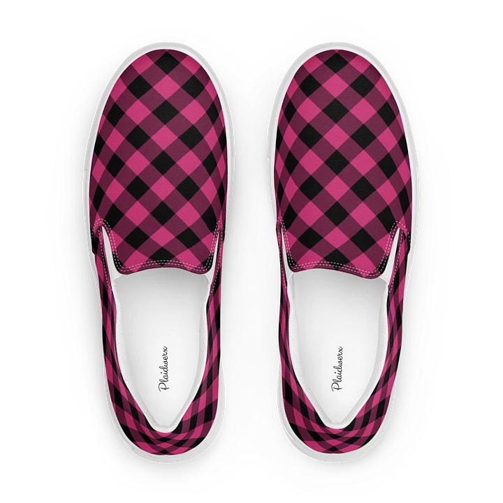 Pink Buffalo Plaid Women's Slip-On Shoes product image (1)