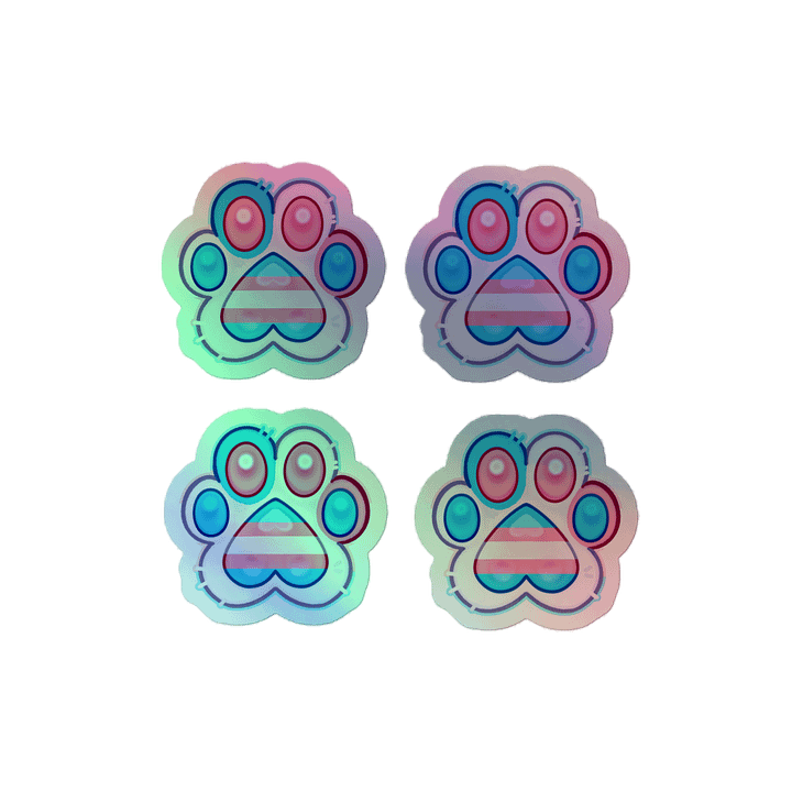 Trans Pride Paw Print Holographic Kiss Cut Sticker Sheet product image (1)