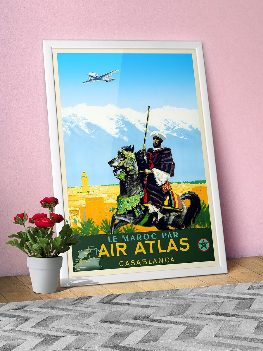 Morocco, Air Atlas, 1950s — retro travel poster, vintage travel print product image (6)