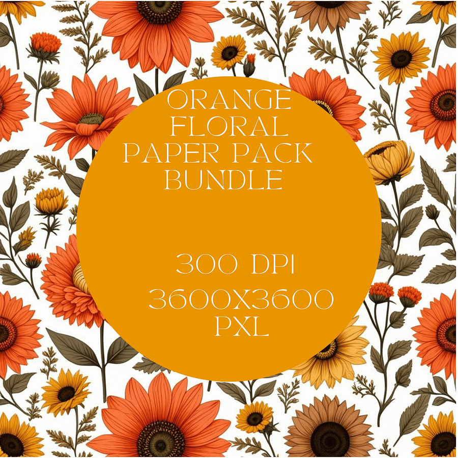 Orange Floral Paper Pack Bundle product image (5)