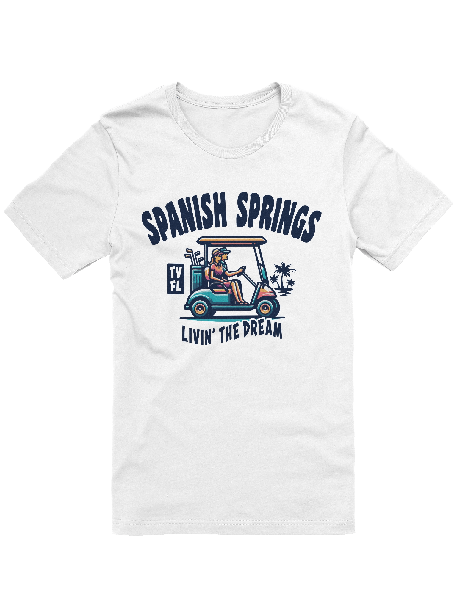 Spanish Springs TV Florida USA Fun Golf Cart Design T-shirt product image (1)