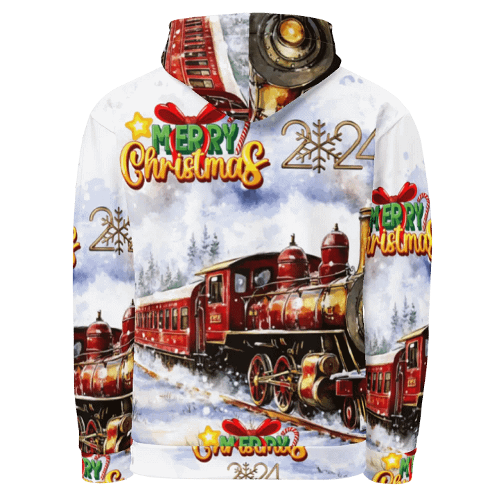 Snowy Steam Train Christmas Hoodie product image (2)
