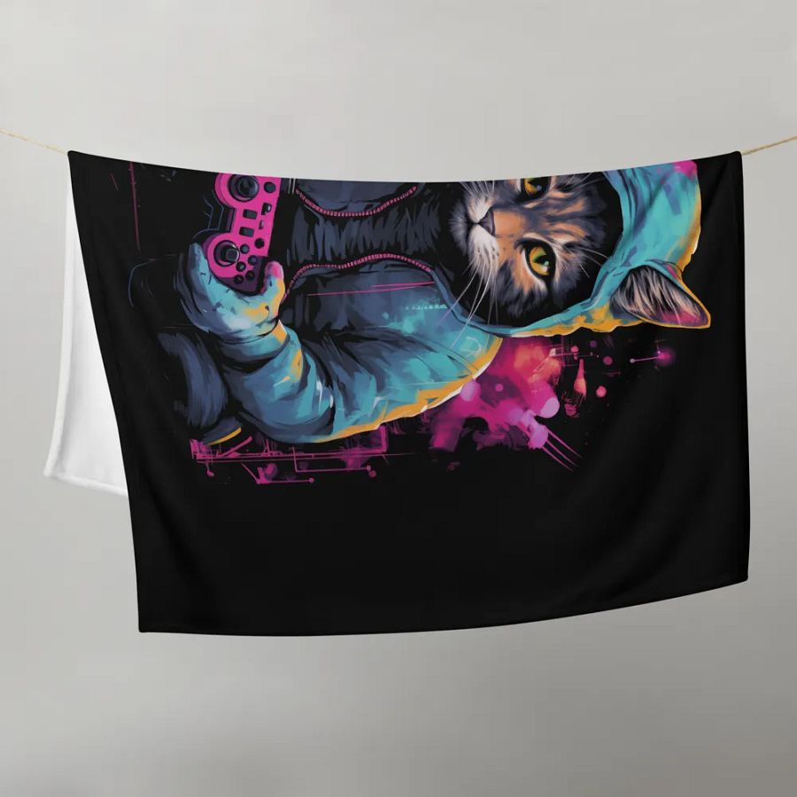 Hoodie Cat Gaming Throw Blanket product image (21)