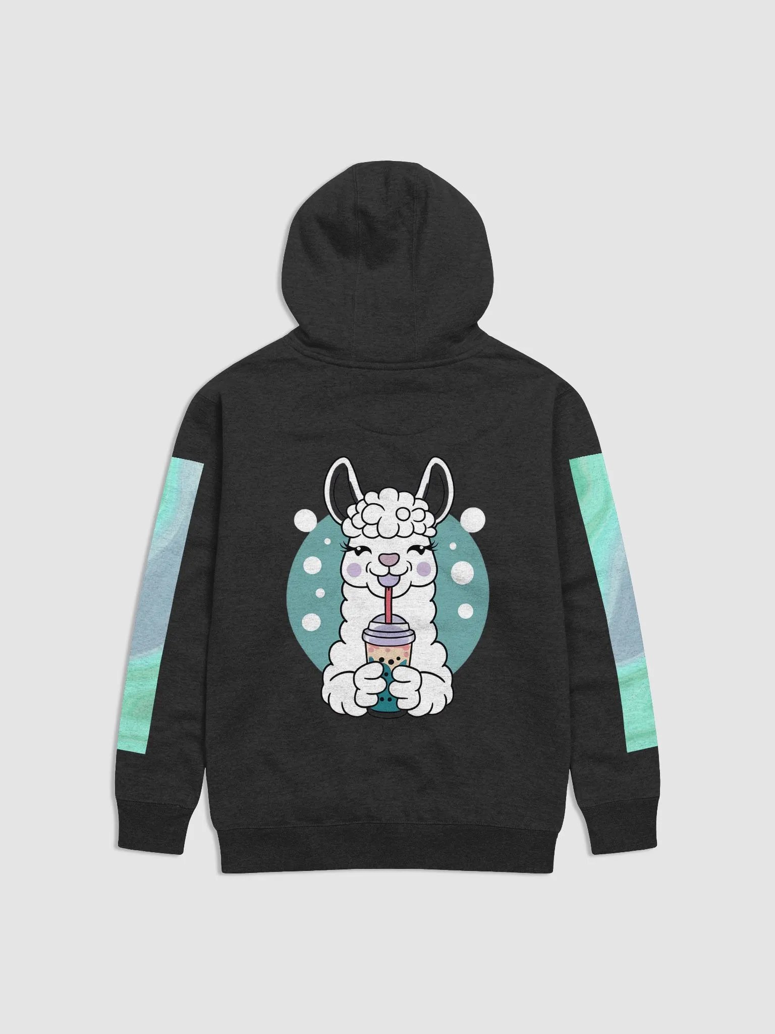 Cute Llama Drinking Bubble Tea Unisex Hoodie product image (13)