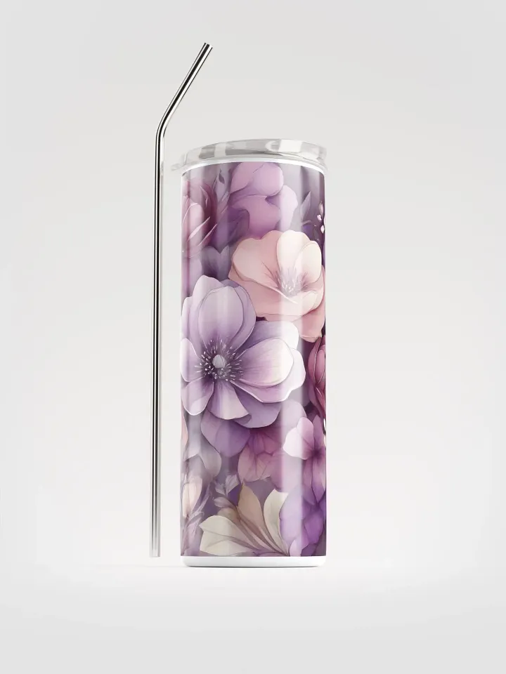 Elevate Gifting with Floral Elegance: Purple Stainless Steel Tumbler with Reusable Straw product image (1)