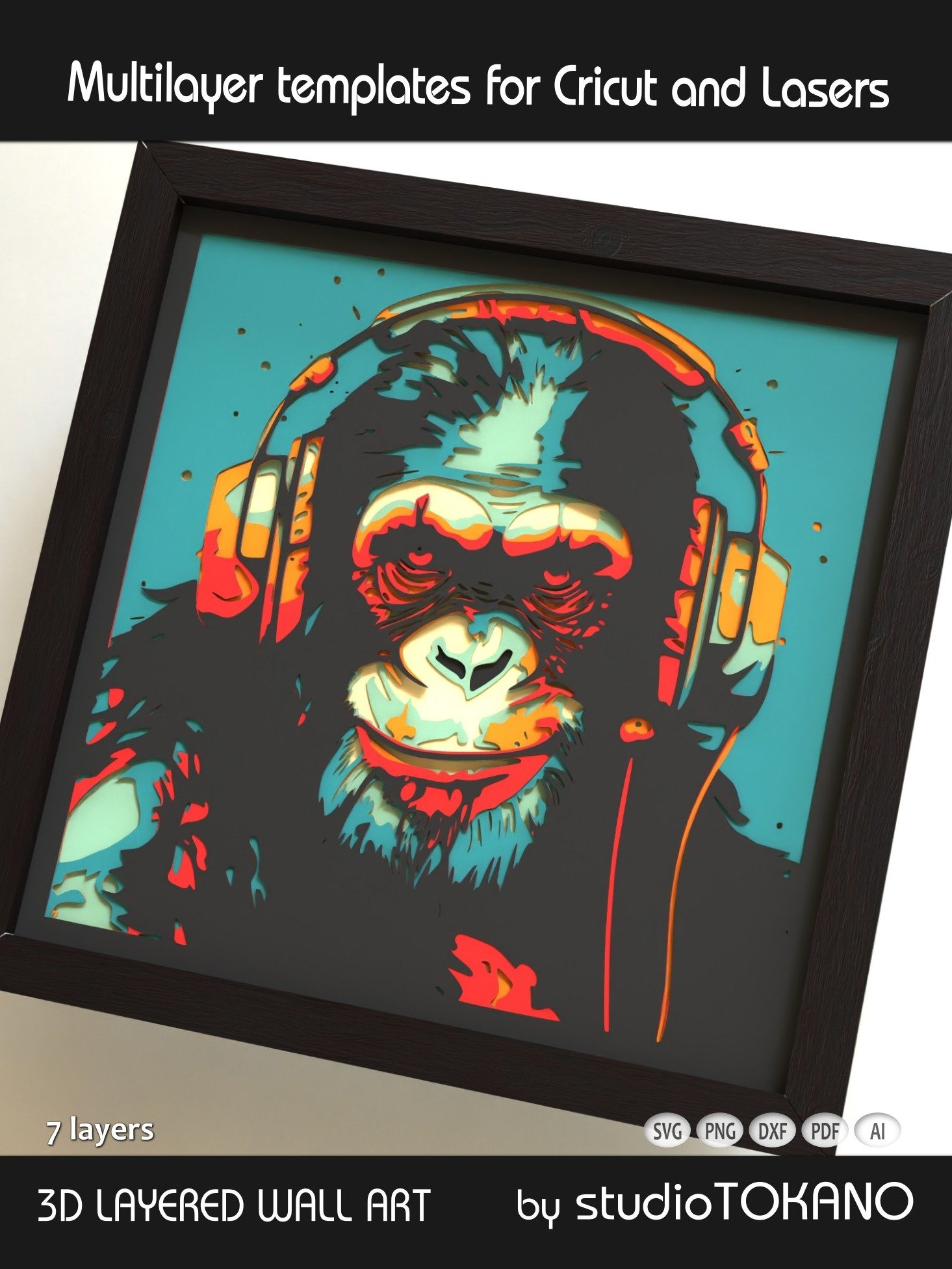 Chimpanzee 3D Cardstock art product image (3)
