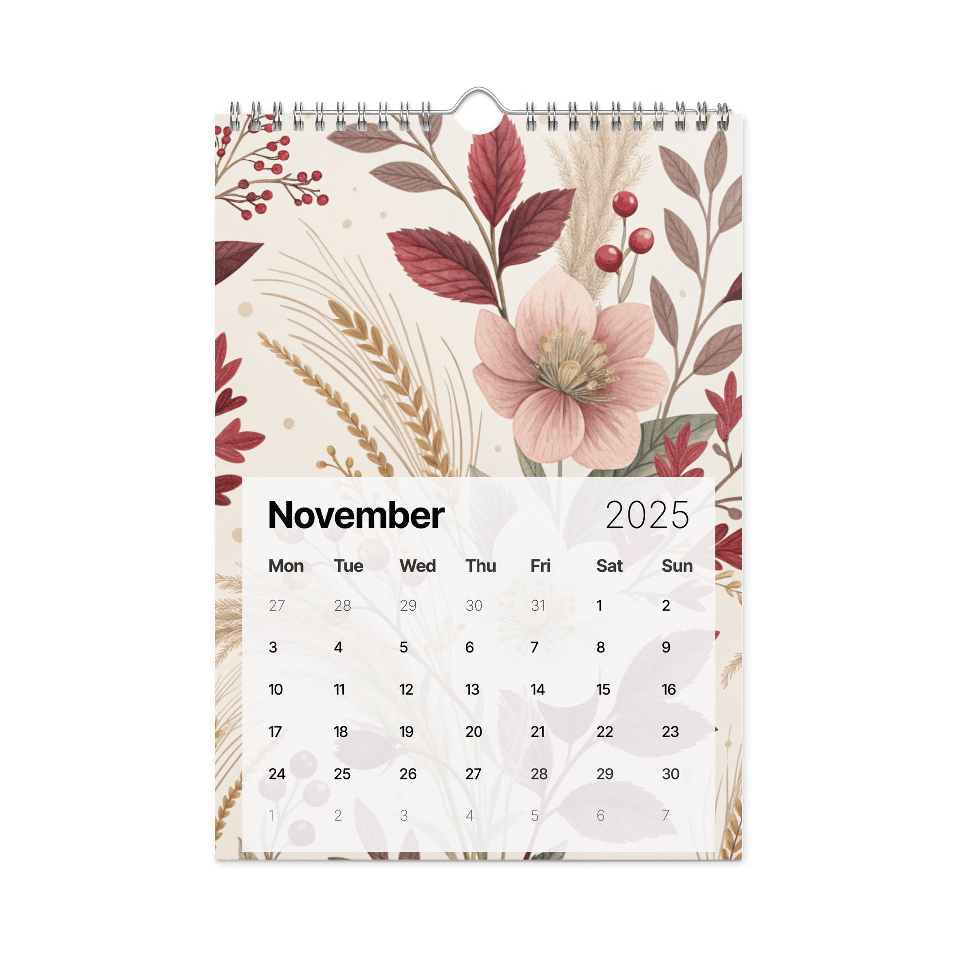 SEAMLESS FLORAL PATTERN WALL CALENDAR 2026 product image (11)