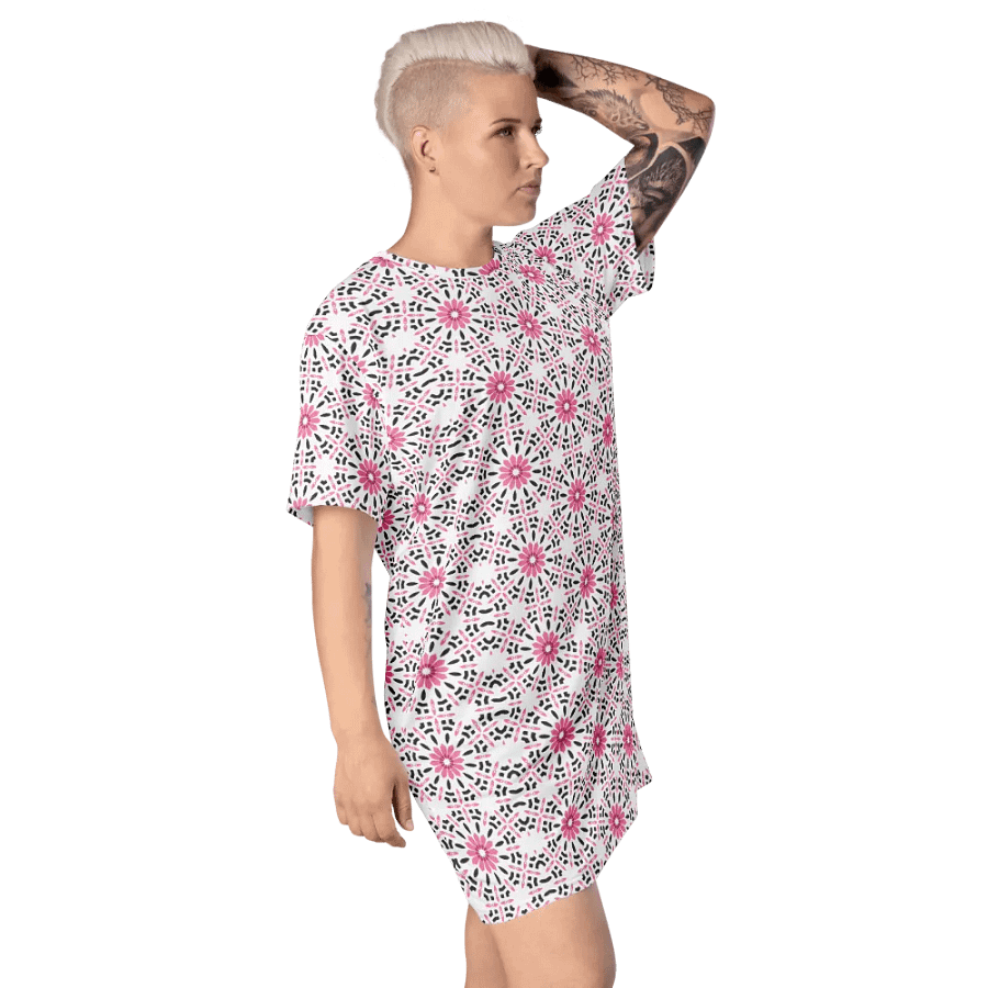 Pink Print Summer Dress, T-Shirt Dress product image (10)