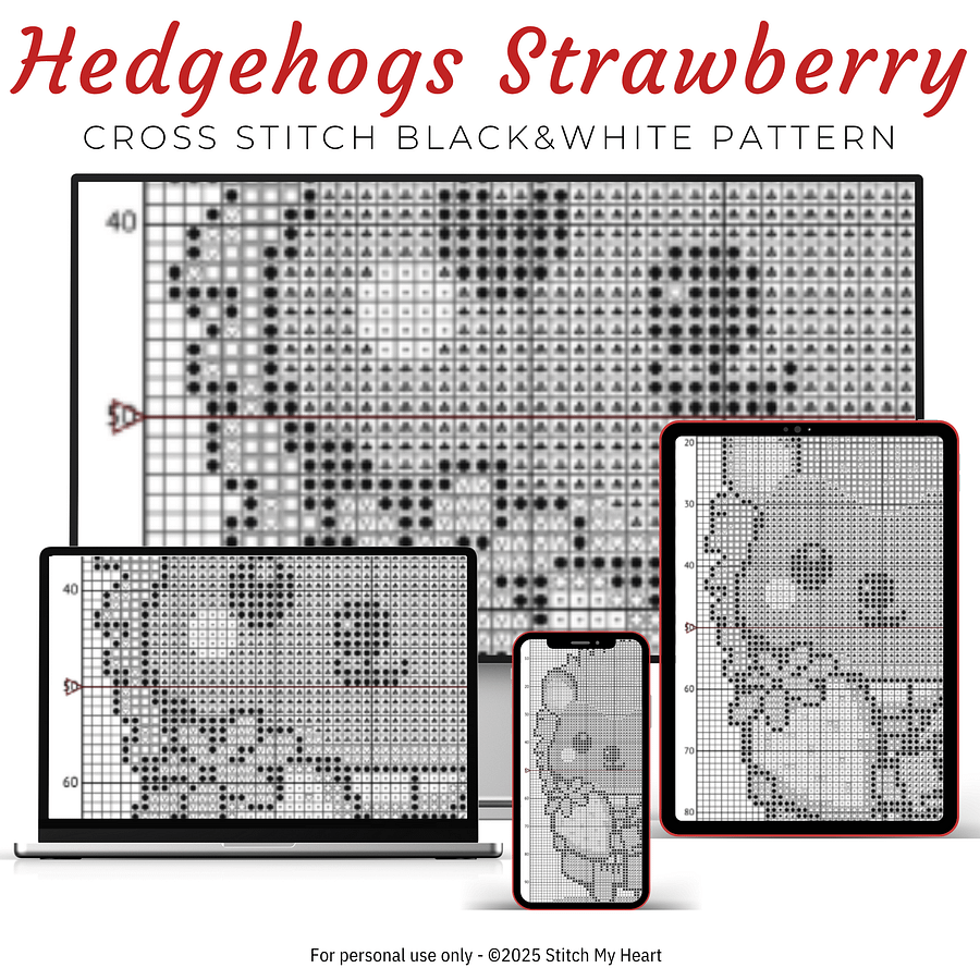 Hedgehog's Strawberry Treat Cross Stitch Pattern product image (4)