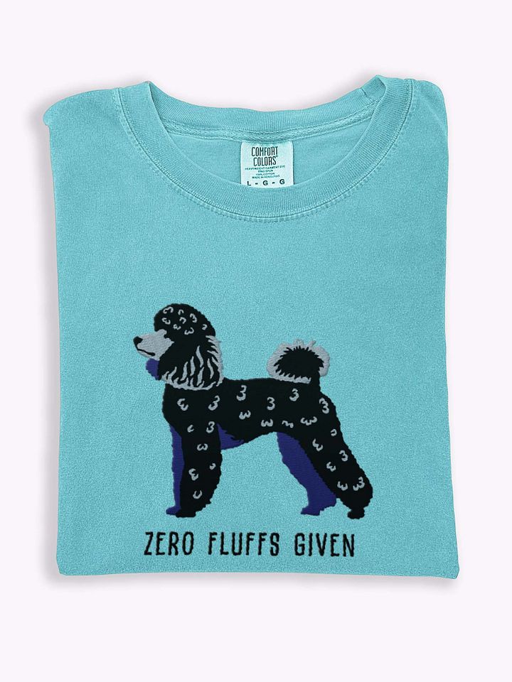 Zero Fluffs Given T-Shirt(Embroidered) of a Miniature Poodle(Black) product image (1)