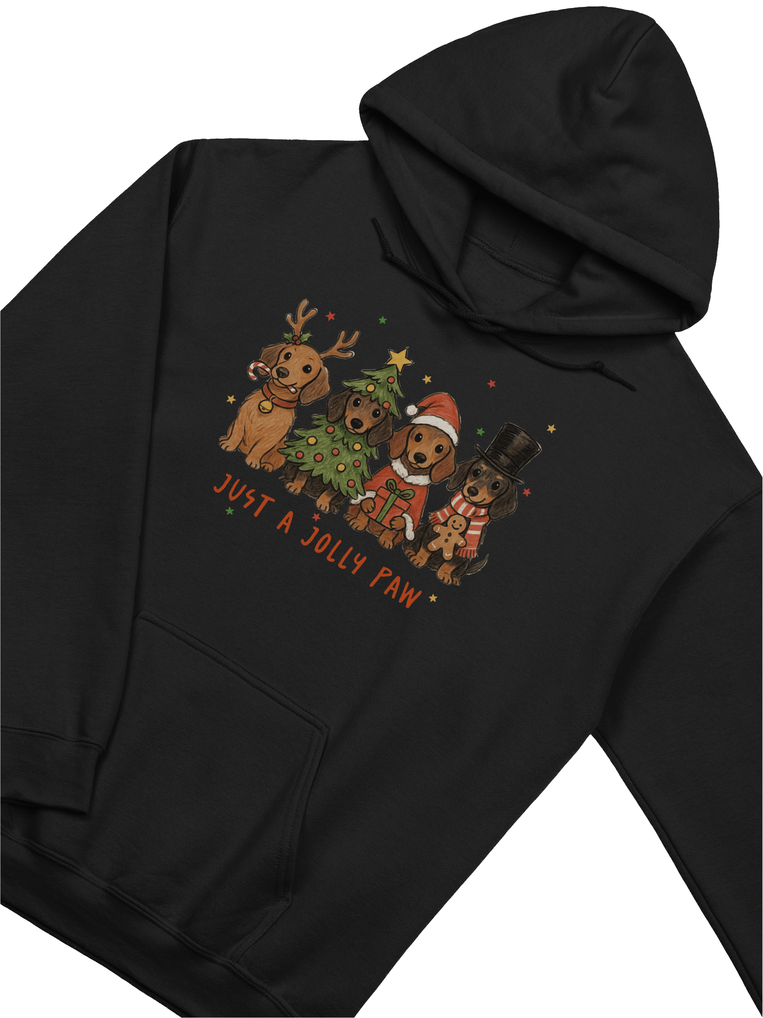 Just A Jolly Paw Dachshund Hoodie – Cute Christmas Wiener Dog Design product image (2)