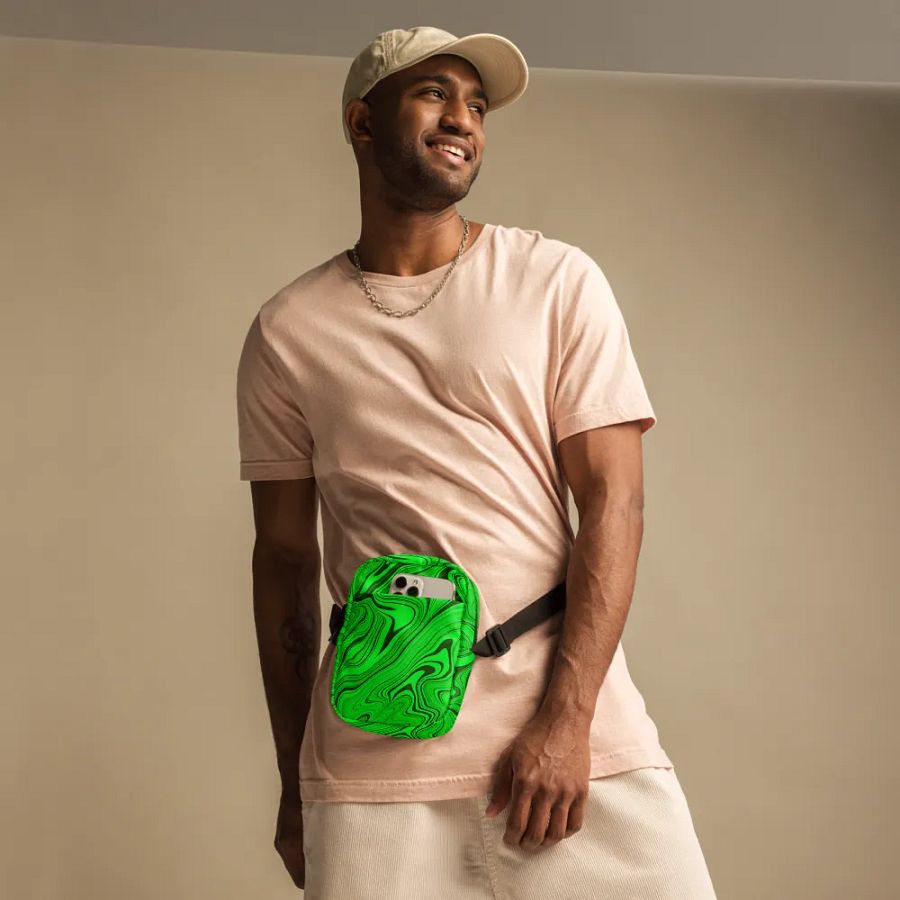 Utility Crossbody Bag - Green Liquid Swirls product image (12)