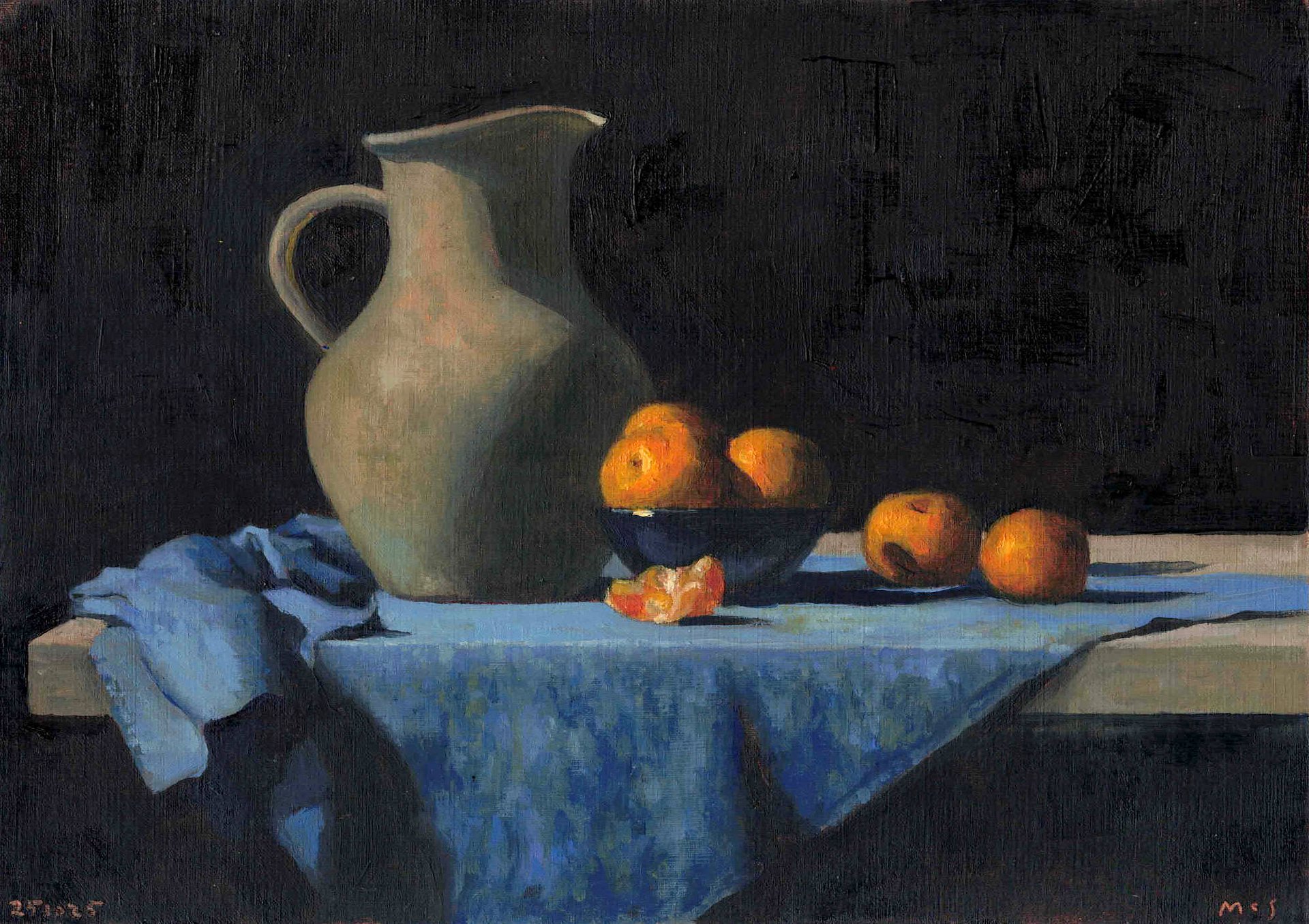 251025 Pitcher and Mandarins Study Original Artwork product image (1)