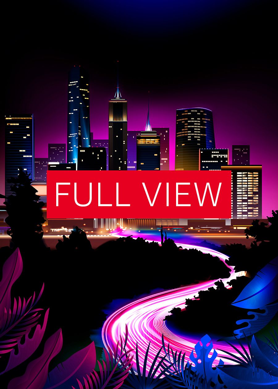 Neon city: fast lights #1 (synthwave/vaporwave/retrowave/cyberpunk) — aesthetic poster product image (4)