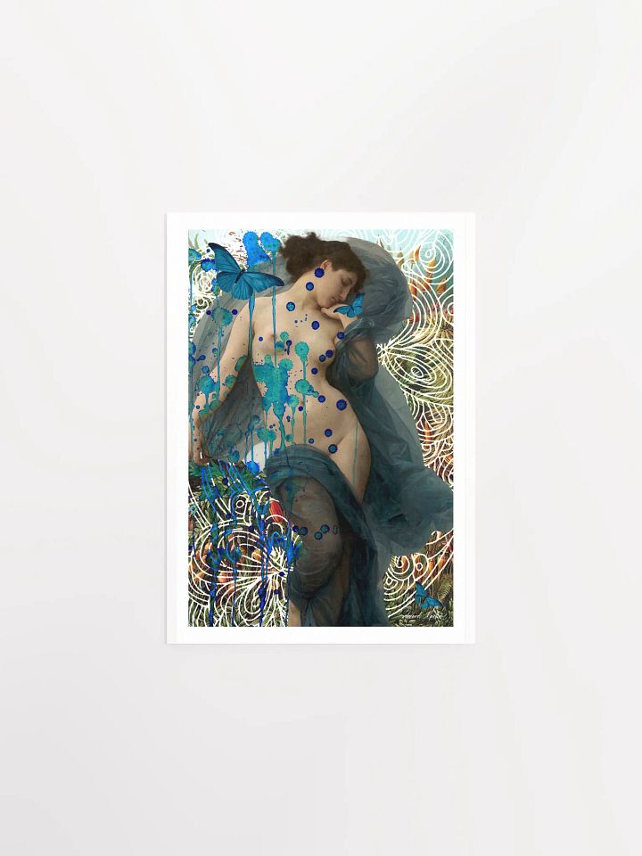 'Serene Moment' by Edward Martin-Mixed Media Collage-Surreal Blue Butterfly Poster product image (2)