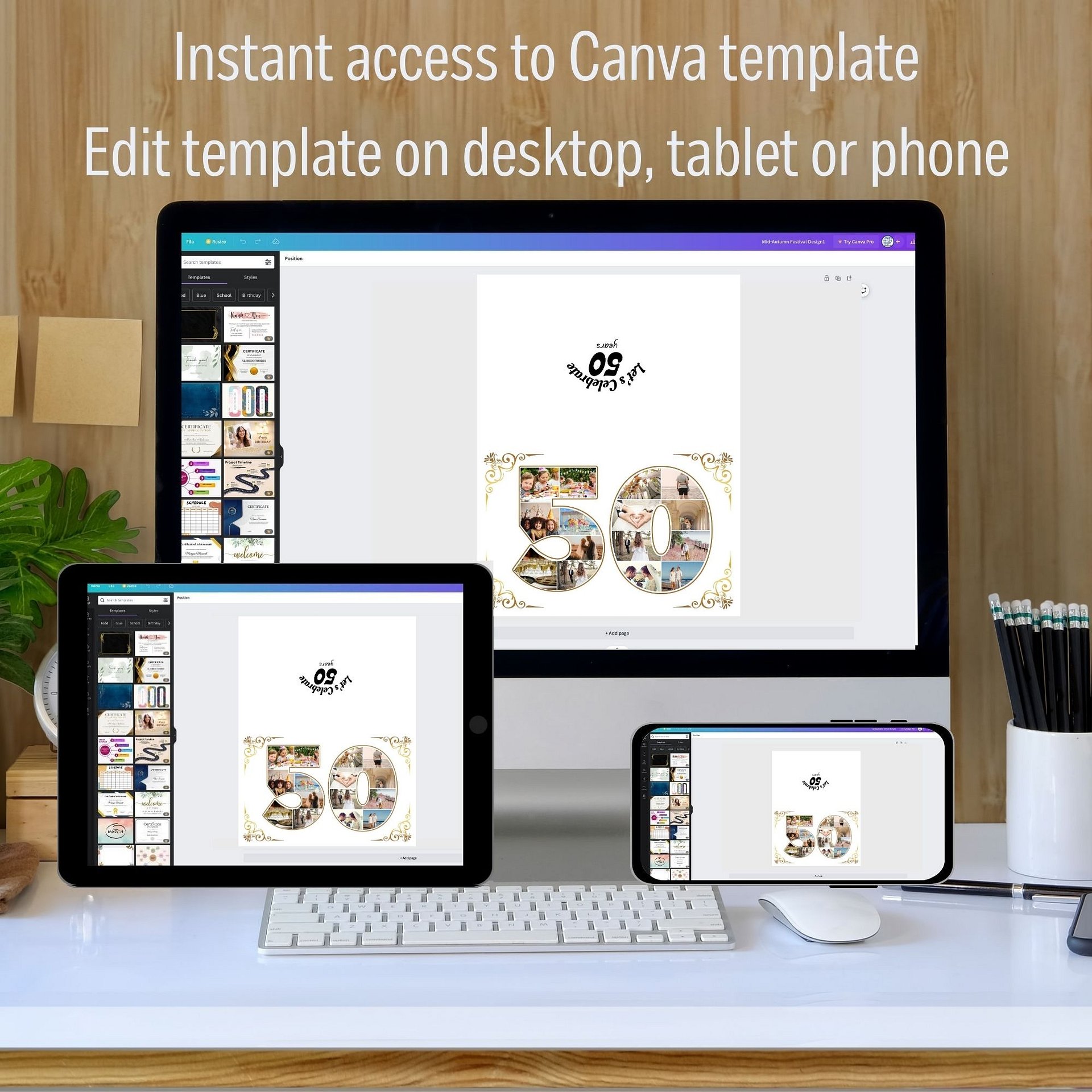 Fifty Year Celebration Card Photo Collage Canva Template product image (4)