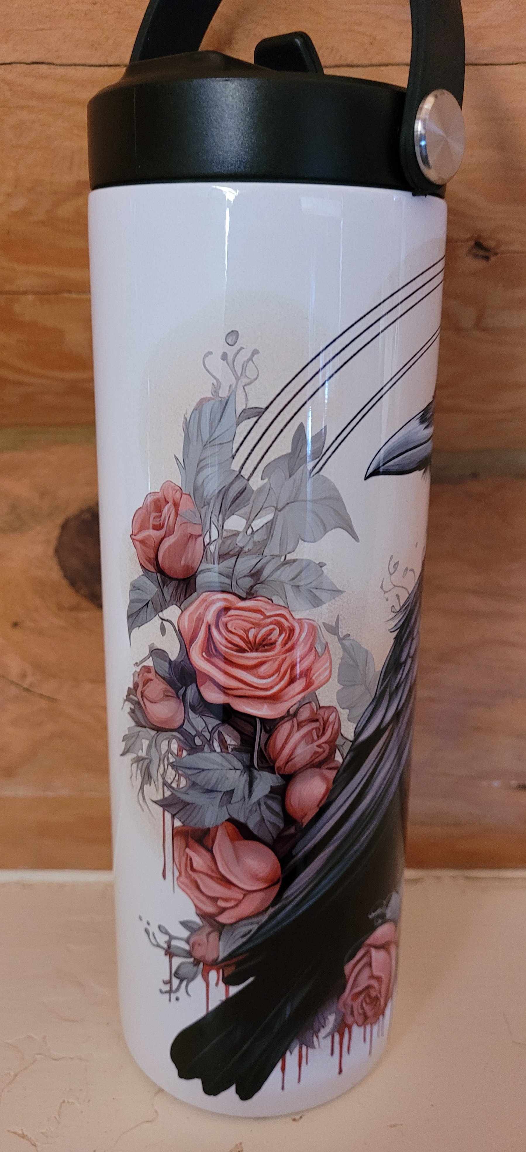Raven in Roses 20oz Water Bottle product image (2)