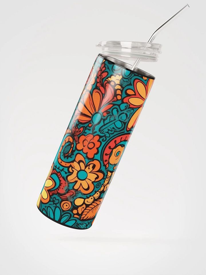 Groovy Hippie Stainless Steel Tumbler | Eco-Friendly 20oz Cup with Reusable Straw! product image (2)