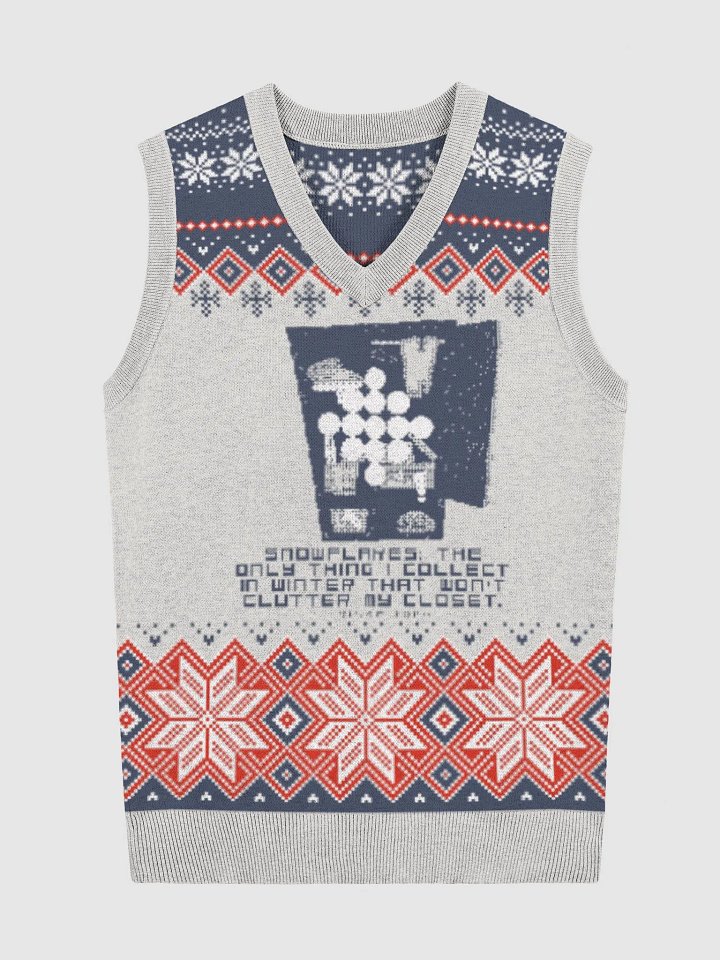 Snowflakes the only thing I collect in winter that won't clutter my closet. Knitted V-Neck Vest product image (1)
