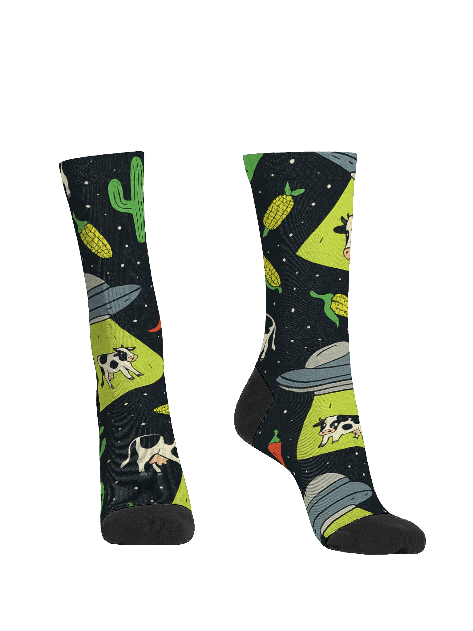 Corny UFO Abduction Roswell Aliens Eco Friendly Crew Socks product image (2)